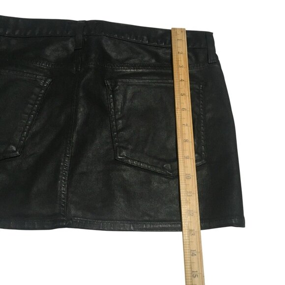 AGOLDE Women's Coated Black Jeanette Mini Skirt Stretch Size 28 Grunge Punk - Picture 5 of 16
